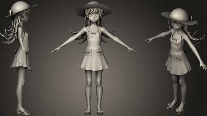 Статуэтки девушки (Синобу Ошино, STKGL_0379) 3D модель для ЧПУ станка